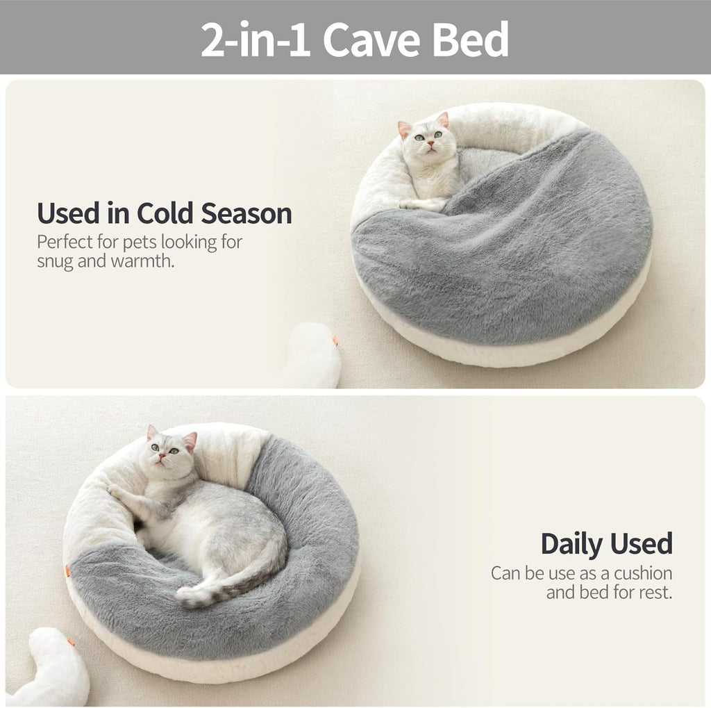 MEWOOFUN Enclosed Cat Bed Cave | Washable Cozy Pet Bed