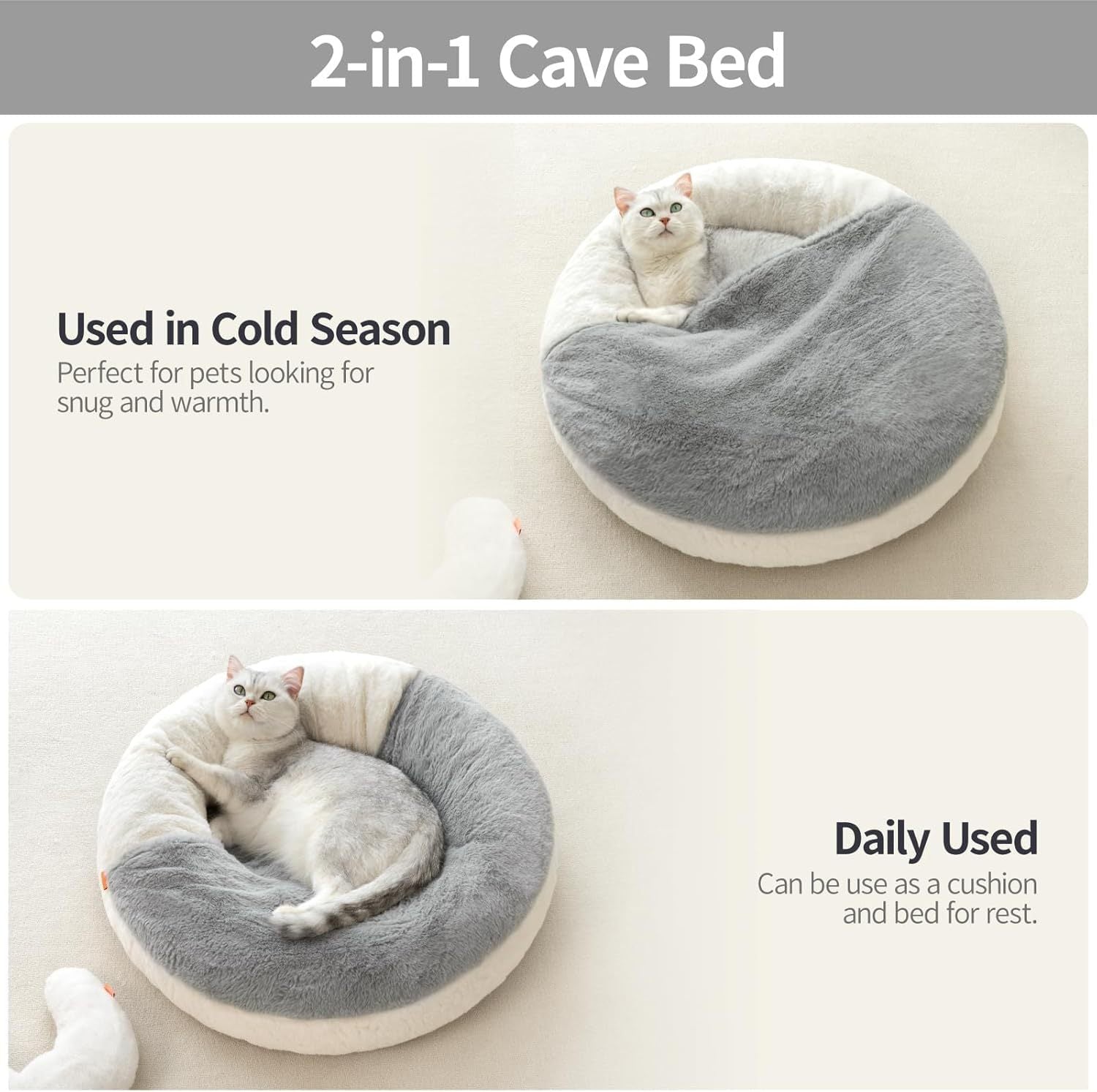 MEWOOFUN Enclosed Cat Bed Cave | Washable Cozy Pet Bed