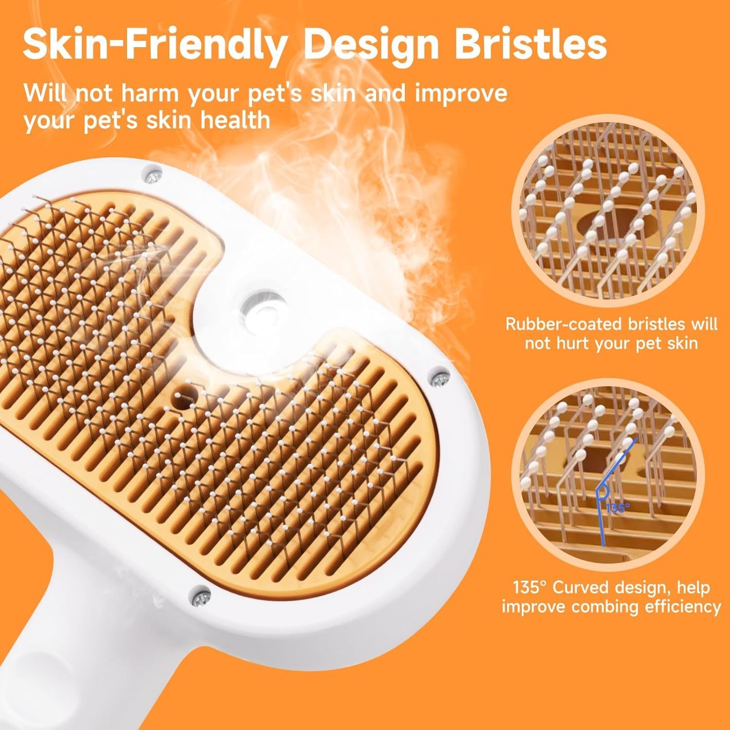 3-in-1 Pet Steam Brush | Hair Removal & Grooming Comb