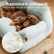 MEWOOFUN Plush Cat Bed | Washable Fluffy Pet Couch