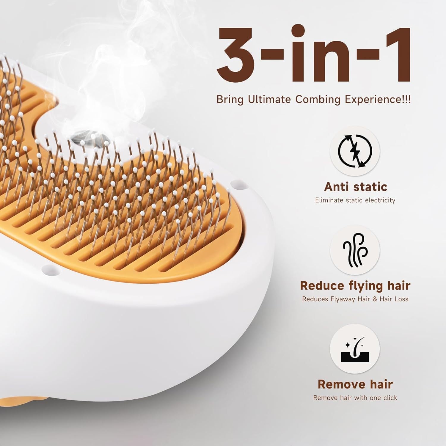 3-in-1 Pet Steam Brush | Hair Removal & Grooming Comb