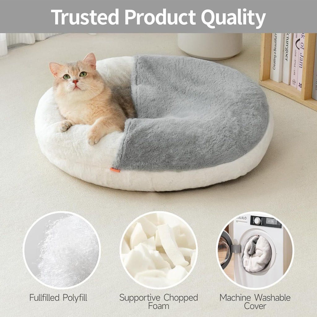 MEWOOFUN Enclosed Cat Bed Cave | Washable Cozy Pet Bed