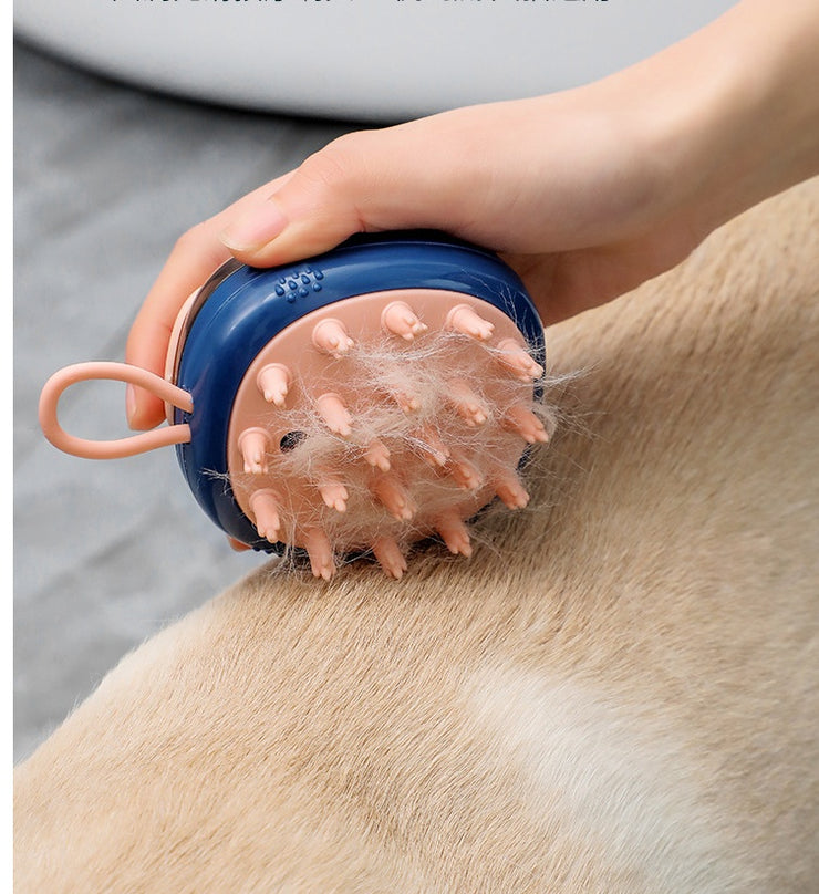 2-in-1 Pet Bath Brush | Massage & Shampoo Dispenser