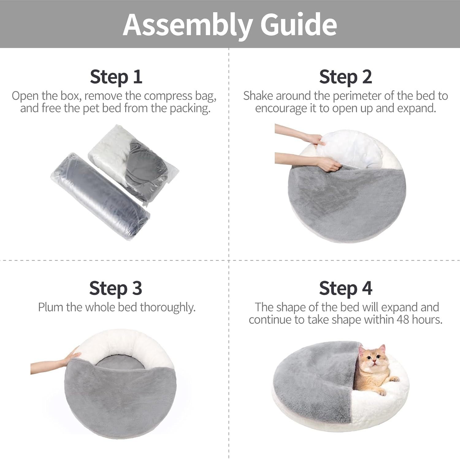 MEWOOFUN Enclosed Cat Bed Cave | Washable Cozy Pet Bed