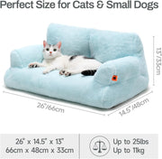 MEWOOFUN Plush Cat Bed | Washable Fluffy Pet Couch