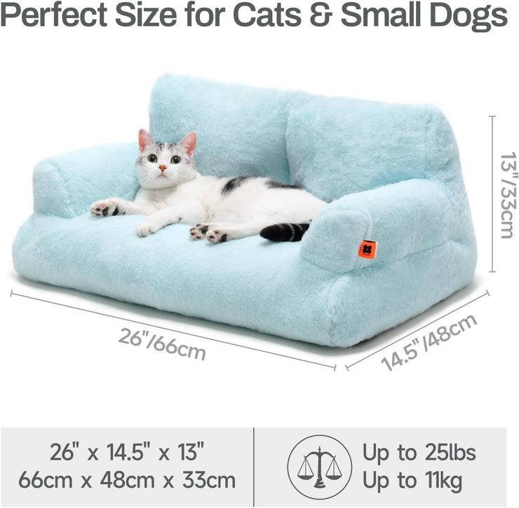 MEWOOFUN Plush Cat Bed | Washable Fluffy Pet Couch