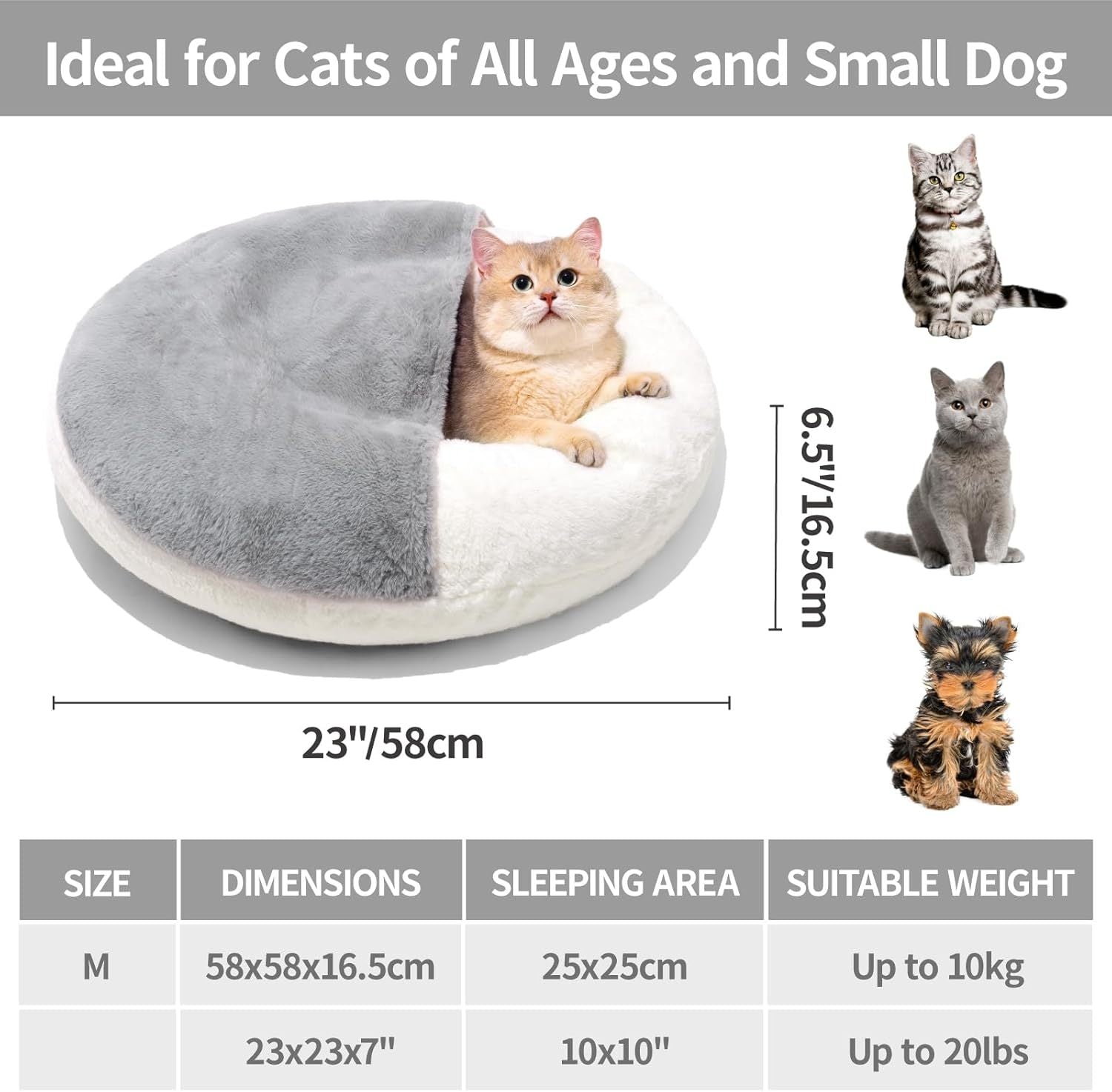 MEWOOFUN Enclosed Cat Bed Cave | Washable Cozy Pet Bed