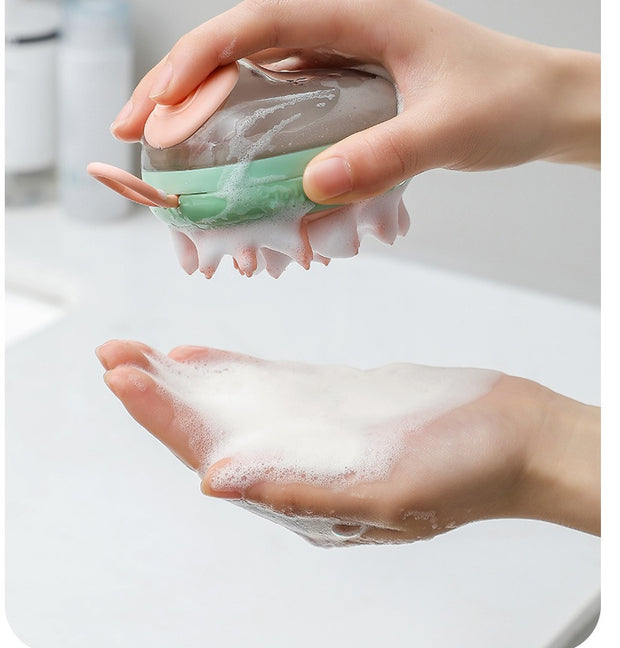 2-in-1 Pet Bath Brush | Massage & Shampoo Dispenser