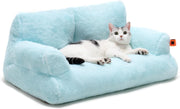 MEWOOFUN Plush Cat Bed | Washable Fluffy Pet Couch