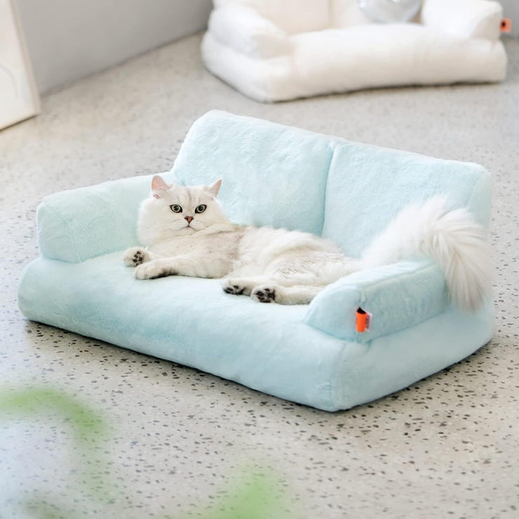 MEWOOFUN Plush Cat Bed | Washable Fluffy Pet Couch