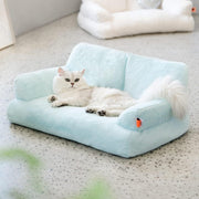 MEWOOFUN Plush Cat Bed | Washable Fluffy Pet Couch
