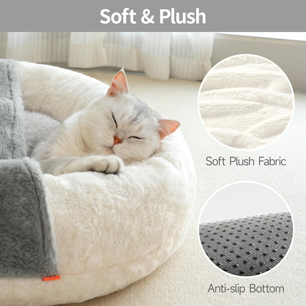 MEWOOFUN Enclosed Cat Bed Cave | Washable Cozy Pet Bed