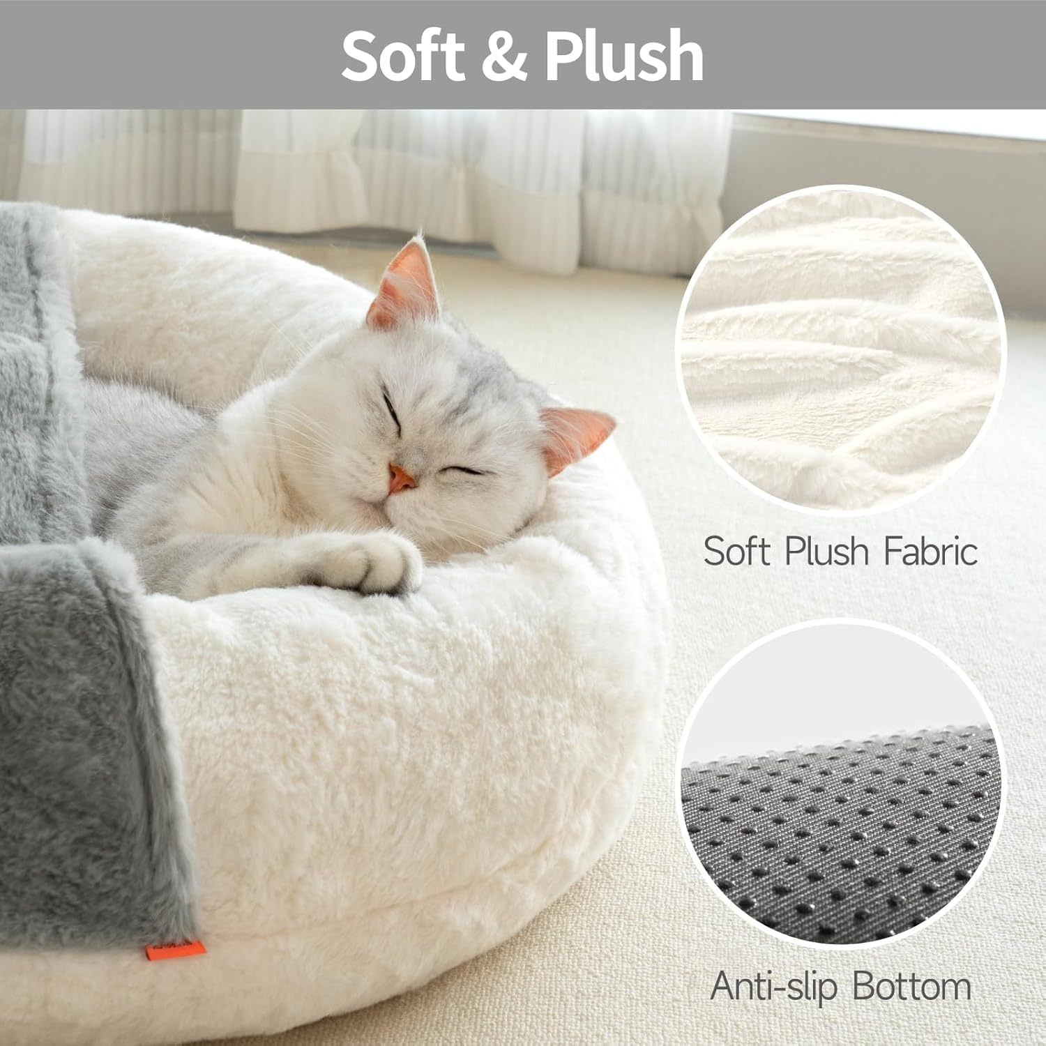 MEWOOFUN Enclosed Cat Bed Cave | Washable Cozy Pet Bed